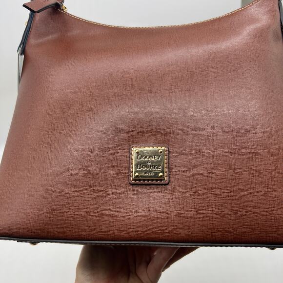 Dooney & Bourke Saffiano Leather Hobo Handbags Amber Brown - Picture 6 of 16